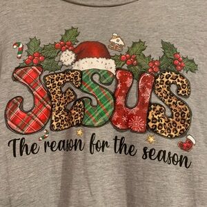 Gray Christmas Graphic Long Sleeve Shirt